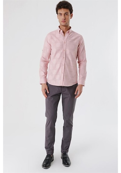 İmza Pudra Kısalabilir Kollu Desenli Jakarlıcepsiz %100 Pamuk Casual Slim Fit Gömlek 1004230183-pudra Pudra İmza Pudra Kısalabilir Kollu Desenli Jakarlıcepsiz %100 Pamuk Casual Slim Fit Gömlek 1004230183-pudra Pudra