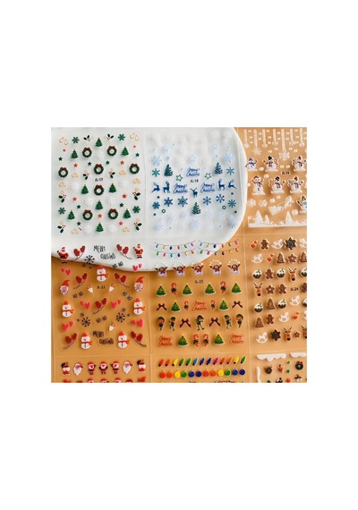 No:24 - Noel Baba 3d Tasarım Yapışkan Tırnak Sticker Tırnak Dövmesi Nail Art