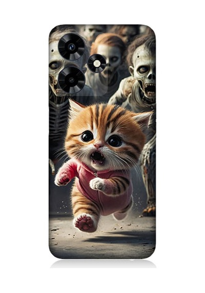 İnfinix Hot 30 Uyumlu Kedi Ve Zombiler Desenli Silikon Kılıf