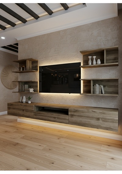 Resital Ledli Duvara Monte Tv Sehpası - Ceviz - W6013-2 Ceviz