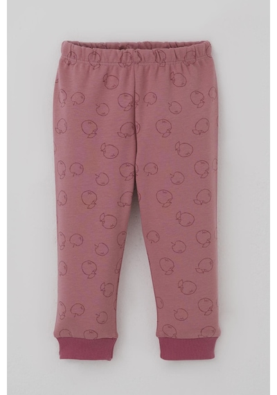 Breeze Kız Bebek Pijama Takımı Önden Düğmeli Elma Desenli 4 Ay-1 Yaş, Gülkurusu Gülkurusu