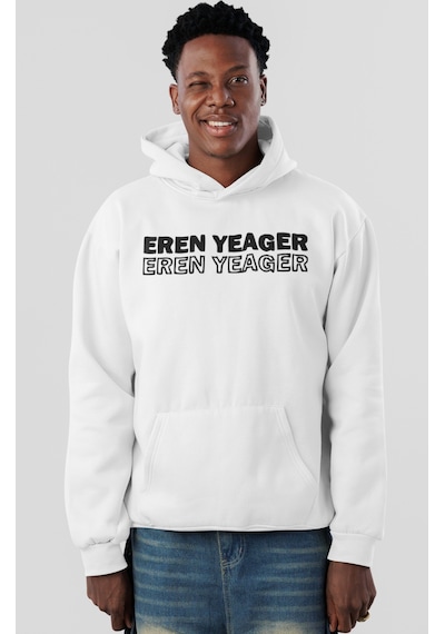 Sevbano Attack On Titan Eren Yeager Anime Sırt Baskılı Unisex Oversize Pe beyaz