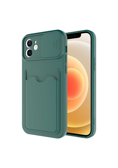 Zore İphone 12 Uyumlu Nvth Kartix Kılıf-koyu Yeşil