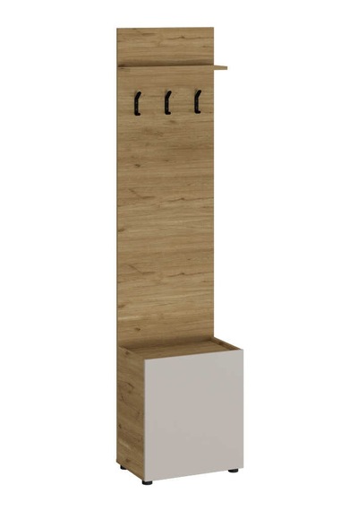 Porto Tek Kapaklı 3 Askılı Vestiyer - Florida Meşe/vizon 51x210x34 Cm Florida Meşe/beyaz
