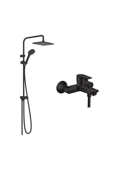Hansgrohe Vernis Shape Mat Siyah Duş Kolonu Seti Krom