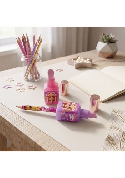 Bakgelal Lisanslı Barbie Ruj Tasarımlı Silgi Ve Kalemtıraş 2 Si 1 Arada Kırtasiye Ürünü - 9042173922797