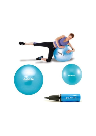 Delta 55 Cm Pilates Topu 25 Cm Mini Denge Topu ve Pompası Seti