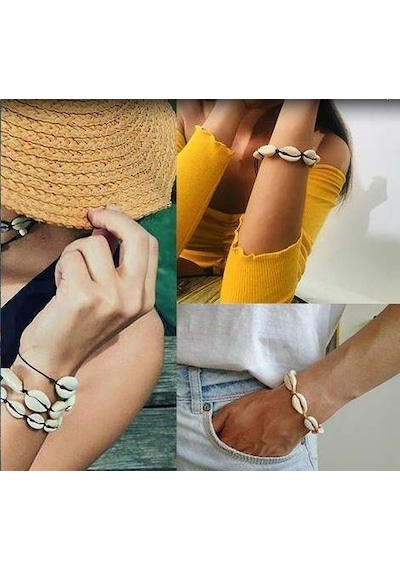 Kolye Bileklik Set Plaj Deniz Kabuklu Ayarlanabilir Arkadaş Doğum Günü