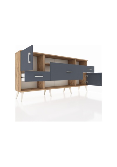 Arges Konsol 3 Raflı 3 Çekmeceli 2 Kapaklı 176x30x83 Çam-antrasit/antrasit Antrasit/antrasit Arges Konsol 3 Raflı 3 Çekmeceli 2 Kapaklı 176x30x83 Çam-antrasit/antrasit Antrasit/antrasit