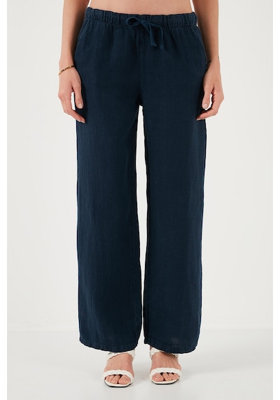 Lela Relaxed Fit Normal Bel Geniş Paça Çift Cepli Keten Bayan Pantolon 668Yp4991 Lacivert Lela Relaxed Fit Normal Bel Geniş Paça Çift Cepli Keten Bayan Pantolon 668Yp4991 Lacivert