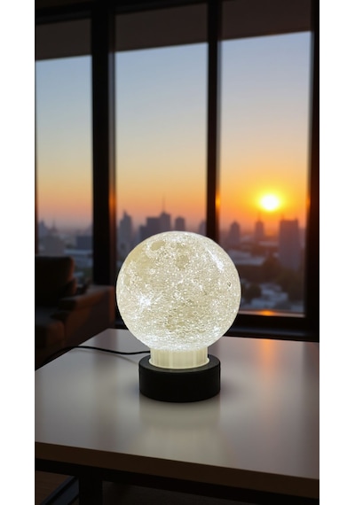 3d Ay Lamba Led Gece Lambası Dekoratif Ay Küre Işıklı Masa Lambası Beyaz