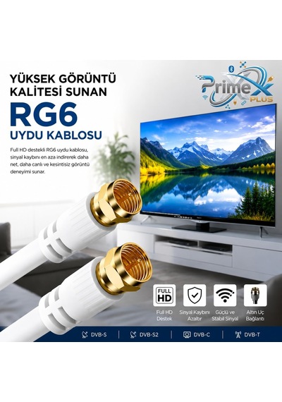 Lexroo Px-tv05 0.5 Metre Rg6 Full Hd Tv Uydu Kablosu, Altın Uç An