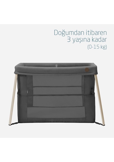 Maxi-Cosi Iris 2 'si Bir Arada Anne Yanı Beşik ve Taşınabilir Çift Katlı Park Yatak Beyond Graphite Eco