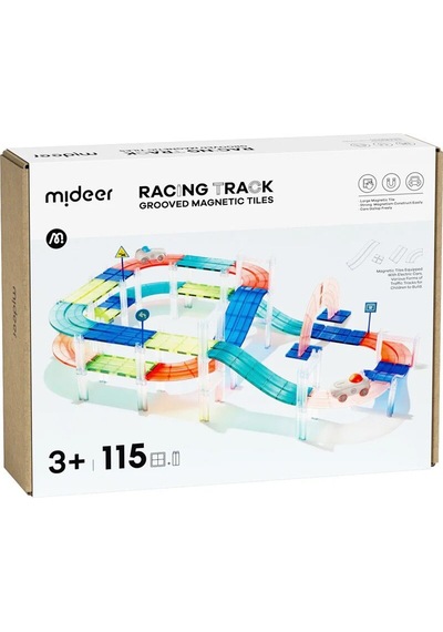 Mideer Magnetic Tiles Arabalı Yarış Pisti - 115 Parça