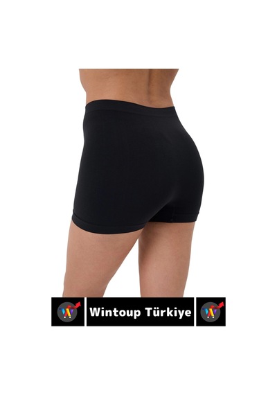 Özel Üretim İz Göstermez Yüksek Bel Toparlayıcı Dikişsiz Boxer Şort Korse Siyah