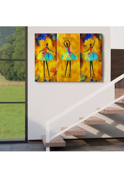 Afrikalı Balerin Kız Yağlıboya Görünüm Dekoratif Kanvas Tablo-3718 35 X 50