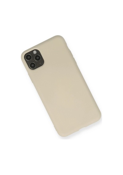 Apple Uyumlu iPhone 11 Pro Max Kılıf Nano İçi Kadife Silikon Bej,