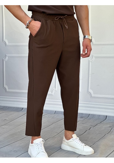 Modefendi Asimetrik Paça Jogger Pantolon Kahverengi