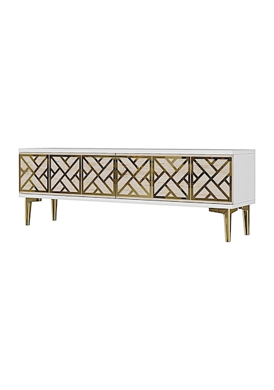 Tsa1238btg - Arextv120 Tv Stand, Tv Sehpası Beyaz - Traverten - Gold 120cm Tsa1238btg - Arextv120 Tv Stand, Tv Sehpası Beyaz - Traverten - Gold 120cm