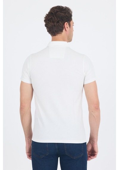 Kısa Kol Baskılı Jakarlı Polo Yaka Cepsiz Slim Fit Tişört 1011250122 Bej