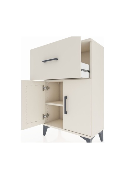 Arges Komodin Tek Raflı Tek Çekmeceli 2 Kapaklı 60x30x96 Ayta... Aytaşı