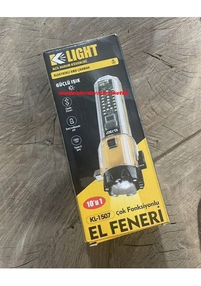 Kl Pro F-37 Şarjlı El Fener Kamp Feneri Çakmak Alarm Çekiç Çakar Optik Zoom 10ın1 Sarı