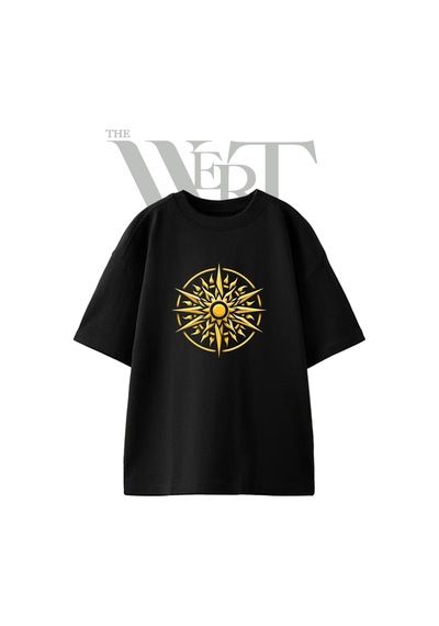 Thewert Sun Symbol Tasarım Baskılı Ünisex Siyah Oversize T-shirt