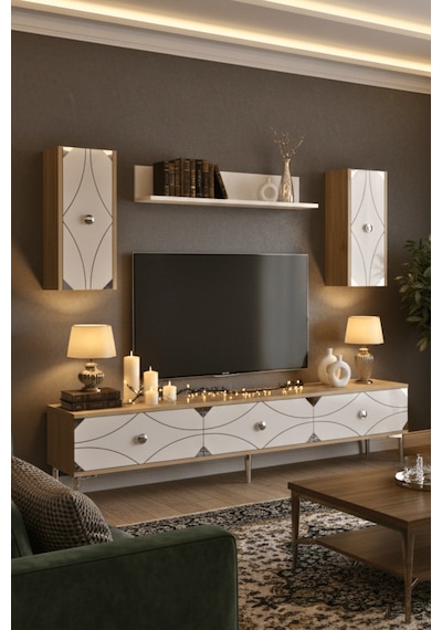 Tvr1897dbs - Alfa Tvr180 Tv Ünitesi Takım , Tv Sehpası Safirmeşe - Beyaz - Sılver 180cm Tvr1897dbs - Alfa Tvr180 Tv Ünitesi Takım , Tv Sehpası Safirmeşe - Beyaz - Sılver 180cm