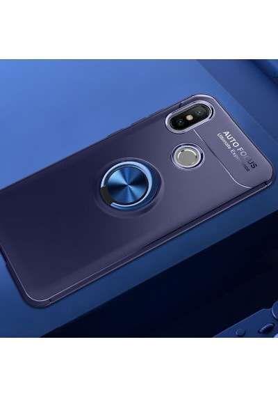 Xiaomi Mi 8 Kılıf Yüzüğü Stant Ve Araç Tutucu Olabilen Şık Esnek Premium Silikon Kapak Ryc/ravel Mavi