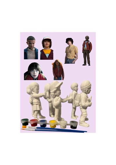 3d Stranger Things Eleven - Mike - Dustin - Lucas - Will - Max Karakterleri 6 Lı Figür Boyama Seti - Kendin Boya Hobi Ve Etkinlik Seti - Akrilik Boya + 12 Fırça