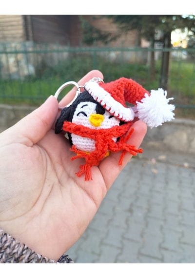 Amigurumi Sevimli Penguen Anahtarlık Aksesuar Hediyelik oyuncak