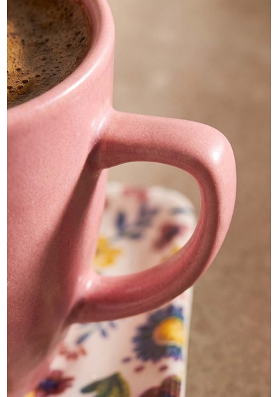 Pembe Keraart Springtime Doğaltaş 2 Kişilik Kahve Sunum Seti - 4 Parça