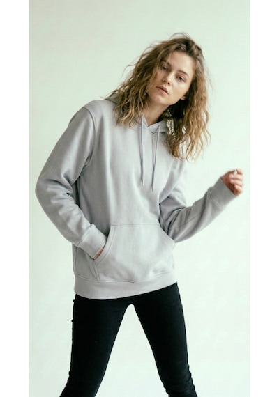 Hoxie Unisex Rahat Kesim Pamuklu Yumuşak Dokulu İçi Polarlı Basic Desenli Kapüşonlu Sweatshirt Açık Gri Hoxie Unisex Rahat Kesim Pamuklu Yumuşak Dokulu İçi Polarlı Basic Desenli Kapüşonlu Sweatshirt Açık Gri