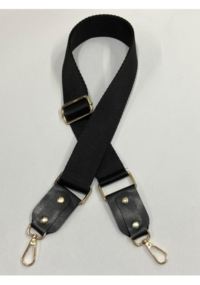 Karan Tuhafiye Derili Palaska Askı / Polyester Palaska Askı / Palaska Sap / Polyester Çanta Sapı / Gold Detaylı Siyah