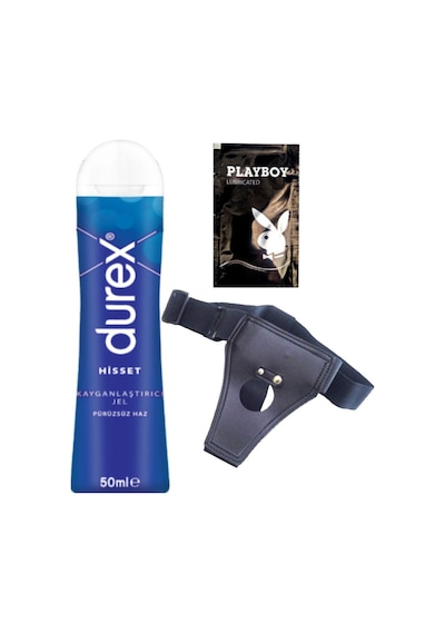 Durex Hisset Pürüzsüz Hazlar 50 Ml Jel + Siyah Deri Strap-on Kemeri + Hediye