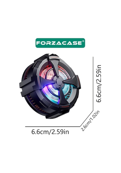 Forzacase Asus Rog Phone 5 Uyumlu 5500 Rpm Kablolu Rgb Işıklı Manyetik Soğutucu Fan - Fc560