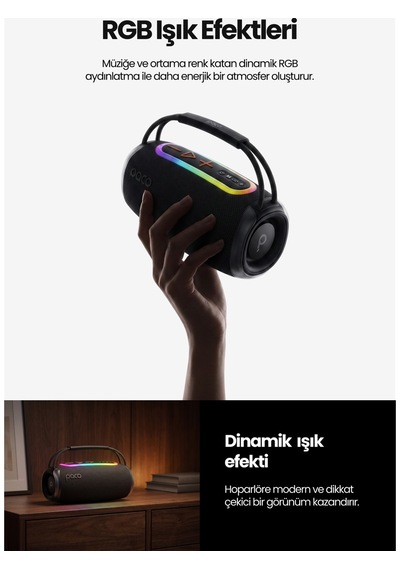Dossimo Paco 30w Güçlü Ses Bt Aux Usb Tf Card Çoklu Bağlantılı Suya Dayanıklı Speaker Hoparlör Ses Bombası