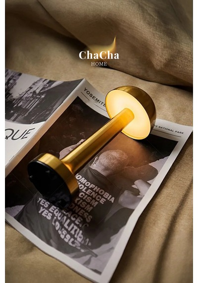 Chacha Home Mila Metal Led Masa Lambası 22x10 Cm - Mantar Başlıklı Lüks Dekoratif Abajur Ve Gece Lambası Gold