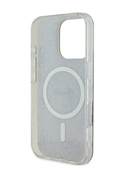 Apple iPhone 16 Pro Uyumlu Kılıf Guess Lisanslı Magsafe Özellik Yazı Logolu 4g Desenli Kahverengi