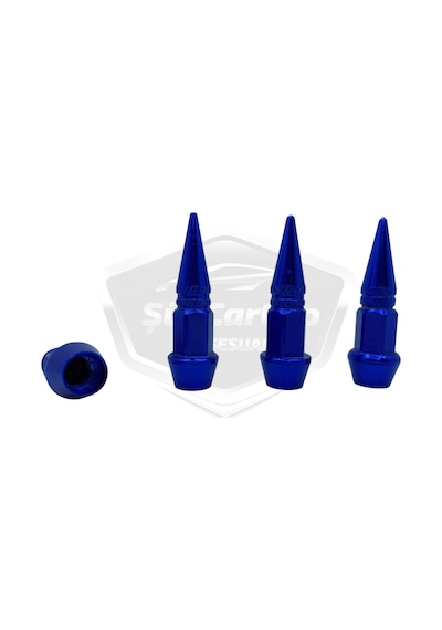 ŞüsCarOto Sivri Sibop Kapağı Mermi Sibop Kapağı Araba Motosiklet Bisiklet Metal 4 lü Set Mavi (00)