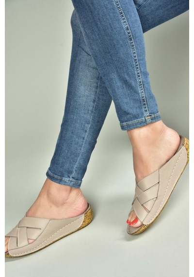 Fox Shoes U555123403 Vizon Hakiki Deri Kadın Terlik Vizon-hakiki Deri