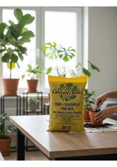 Green World 20 Litre Ithal Çok Amaçlı Bitki Toprağı Torf Cocopeat Ponza Taşı - Kokopit Özel Karışım Saksı Ha 0,250