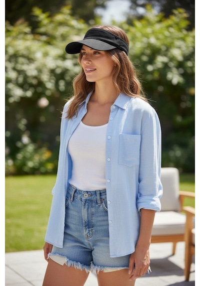 Eleven Markets Unisex Uv Koruyucu Vizör Kasket Siperlik Tenis Gabardin Şapka Beyaz Siyah