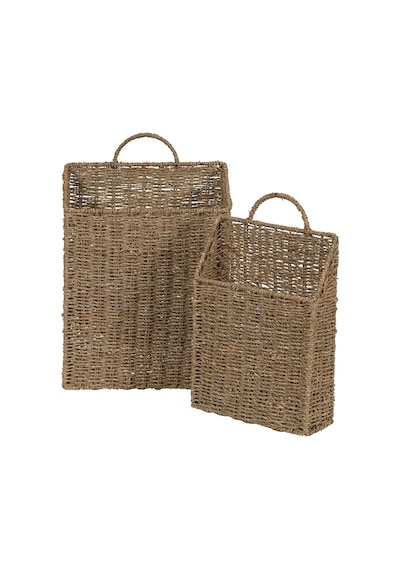 Household Essentials Ml-5613 Deniz Yosunundan Duvar Sepeti Seti, Kahverengi, 2 Parça