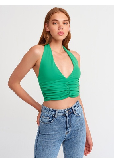 Dilvin 20154 Büzgü Detaylı Crop Top
