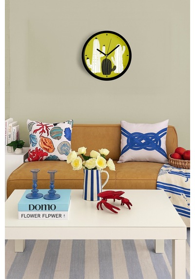 Kaktüs Modern Duvar Saati - 25cm - Önü Camlı Siyah Kasa - Sessiz Mekanizma-jh0741 Siyah