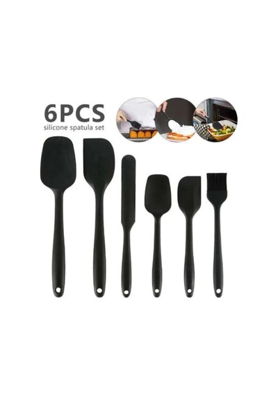 Isıya Dayanıklı Silikon Spatula Seti, 6 Parça, Siyah 0