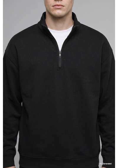 Defacto Boxy Fıt Dik Yaka Skuba Kumaş Uzun Kollu Basic Sweatshirt E9363ax26aubk81 Siyah-bk81
