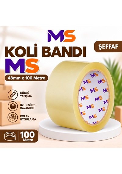 Koli Bandı Şeffaf 45 Mm X 100 Metre Güçlü Yapışkanlı Paketleme Bantı Bantları Kopmayan 1 Adet