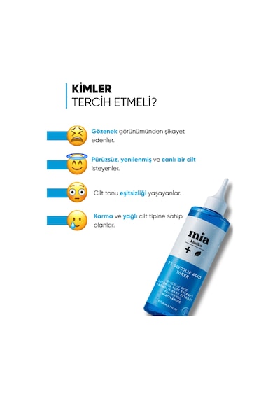 Mia Klinika %7 Glikolik Asitli Arındırıcı ve Gözenek Sıkılaştırıcı Tonik 200 ML